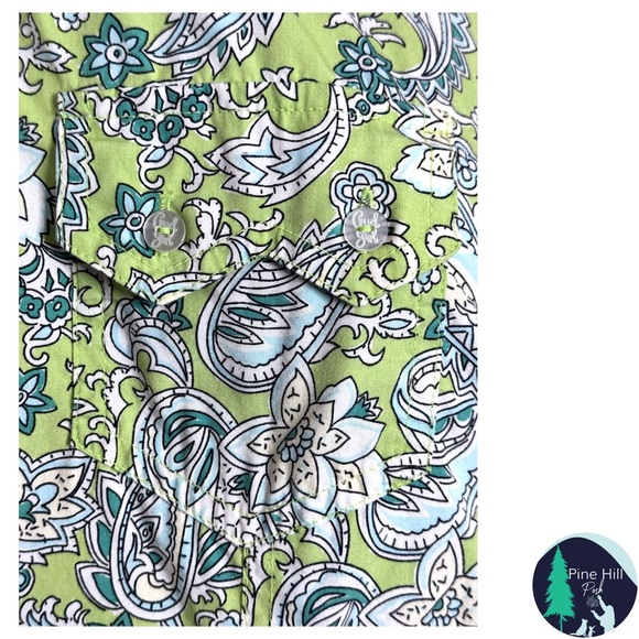 SOLD 90s Cruel Girl Sleeveless Button-up Shirt Large Western Green Paisley EUC - Picture 5 of 11